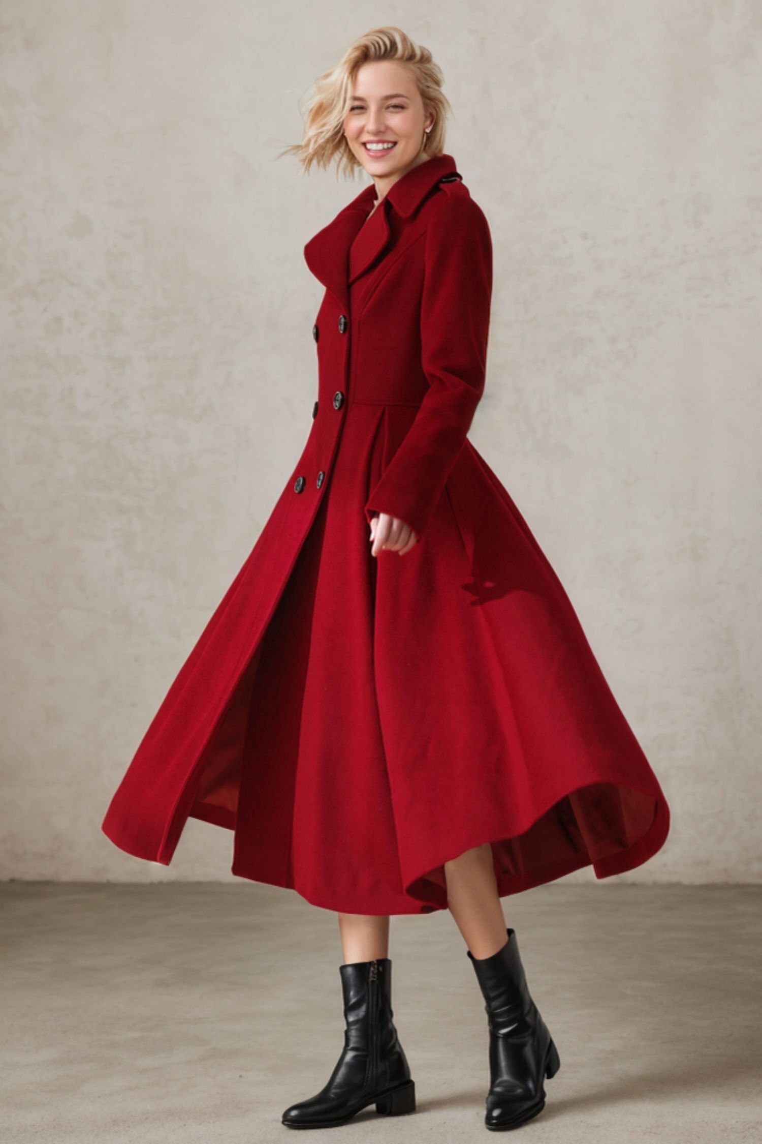 Romantic Coat, Wool Coat, Long Coat, Custom Coat, Plus Size