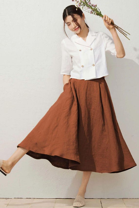 【in a row】Linen Span Skirt Pants THE ROW Sherry Printed Wide Leg Linen Pants | Neiman Marcus