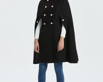 épine piping cape 2way coat black enfin levé - unai adjustable coat etaproof shadow dye