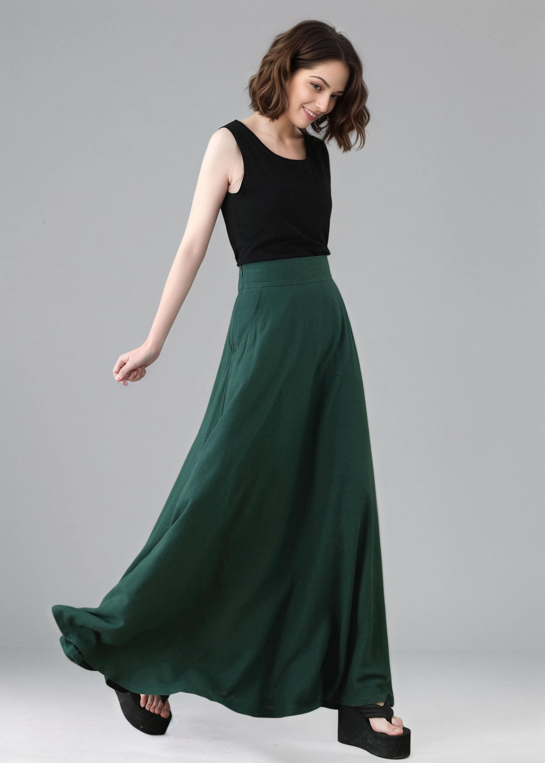 knee length dresses for ladies Citrine Linen Bow Front Midi Dress