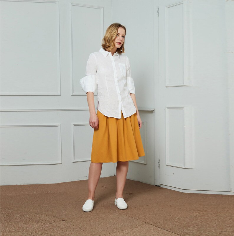 classic linen shirt C1456 womens linen shirt white linen shirt classic collar shirt linen shirt Slim perfect shirt in linen