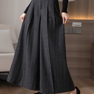 Gray Wool Pants, Wide Leg Pleated Pants for Women, Pleated Loose Long pants, Women's Wool Palazzo pants, Custom Pants, Ylistyle C3143 image 7