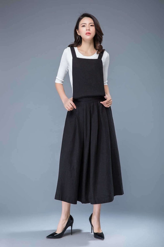 long pinafore dress