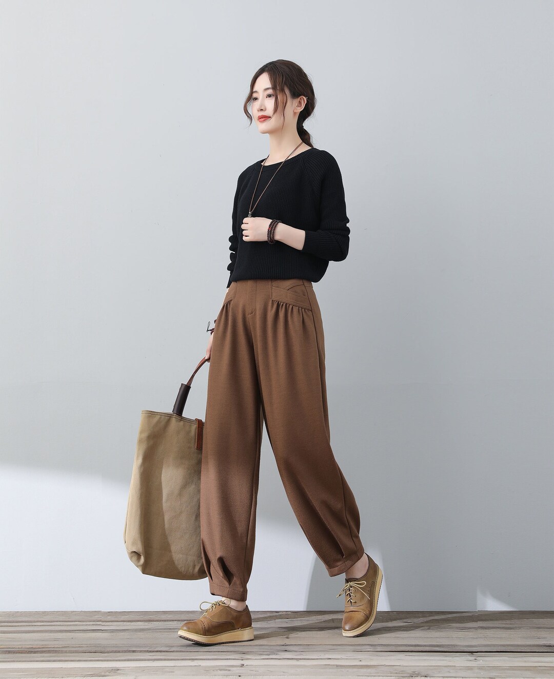 Wool Pants Long Wool Pants Brown Wool Pants Autumn Winter Etsy