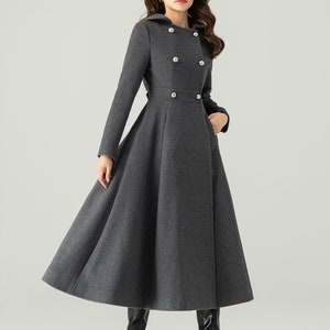 Long Wool Coat, Hooded Wool Coat, Winter Wool Coat, Womens Coat, Long Dress Coat, Double Breasted Coat, Custom Coat, Ylistyle C3704 image 4