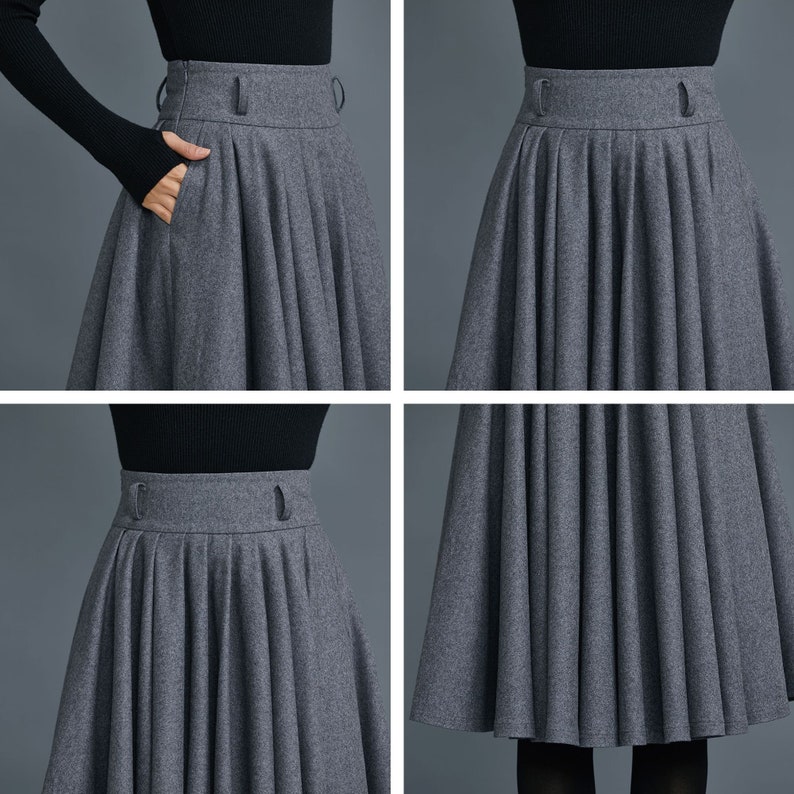 Knee Length Circle Wool Skirt for Women Pleated Winter Skirt - Etsy