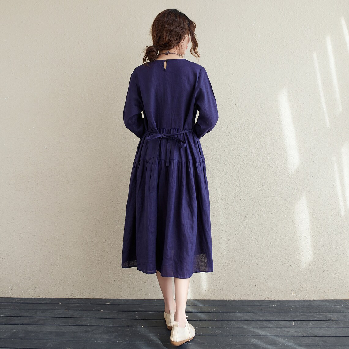 Linen Dress Purple Linen Dress Casual Dress Loose fit Linen Etsy