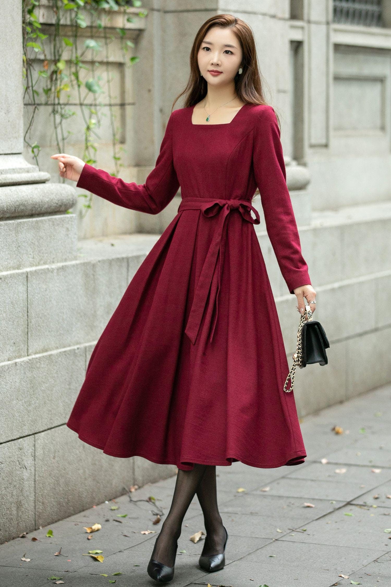 red winter dresses for sale Maxi Red Knit Dress, Turtleneck Sweater Dress, Long Wool Dress, Warm Autumn Dress, Oversized Dress, Long Sleeves Dress, Cute Maxi Dress