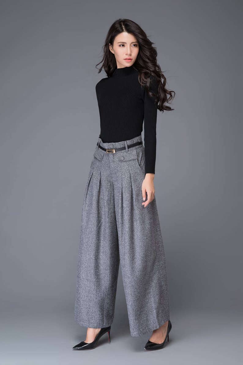 gray wool trousers
