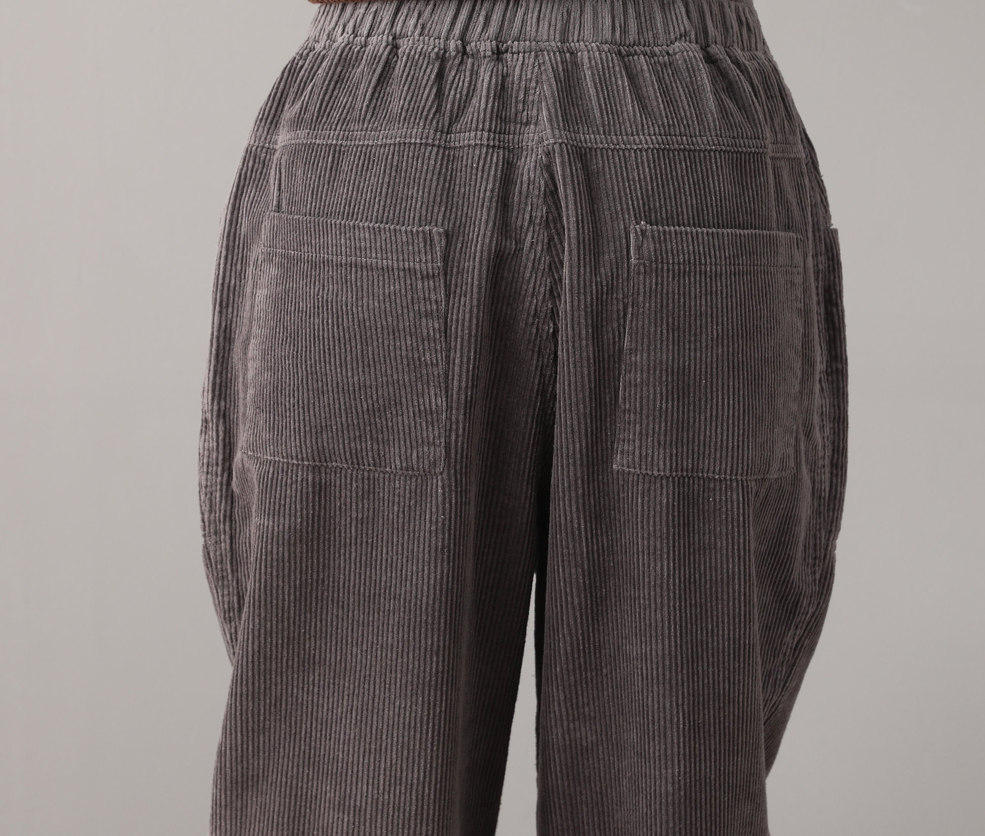 Gray Corduroy pants Autumn and winter loose large size harem Etsy