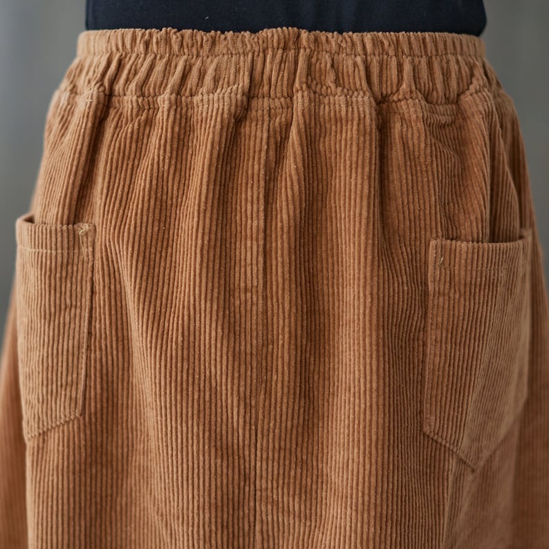 Brown Corduroy Skirt, Maxi Corduroy skirt, Autumn winter Corduroy Skirt, Casual Corduroy Skirt, Plus size Corduroy Skirt with Pockets C1820 image 9