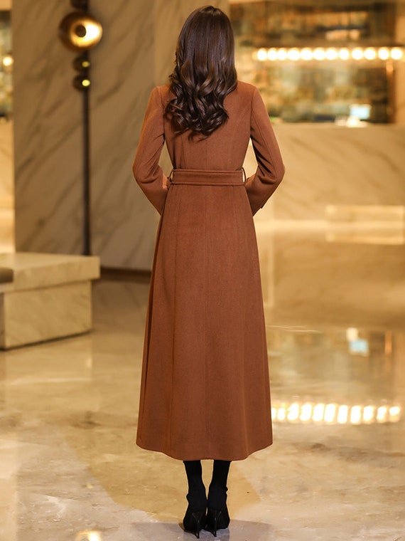 60s Inspired Fit and Flare Wool Coat Women C2581