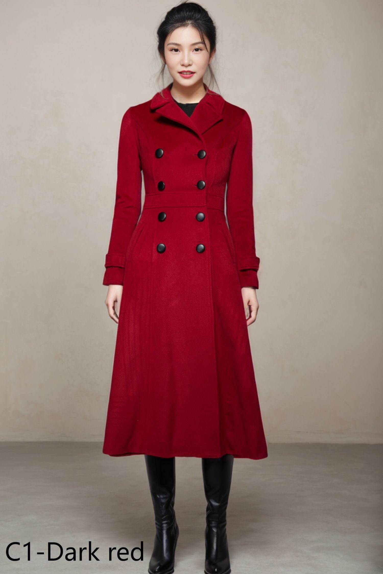 Edwardian Wool Coat, Maxi Vintage Style Coat, Winter