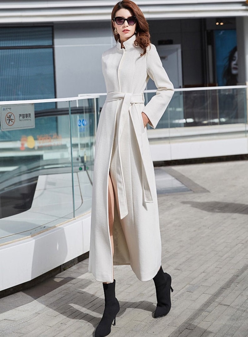 Long White Wool Coat Fitted Wool Coat Warm Winter Coat - Etsy