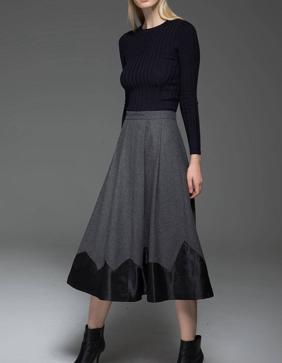 gray skirt wool skirt womens skirts pleated skirt winter | Etsy