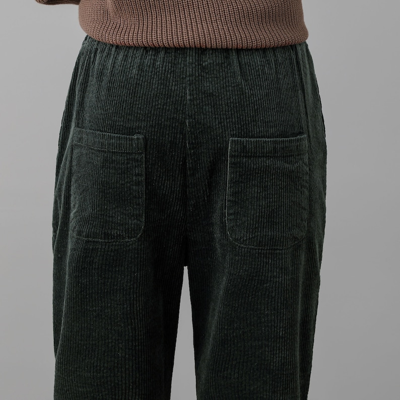 Green Corduroy Pants Women High Waisted Pants Loose Fit Etsy