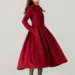 Abrigo de lana, abrigo de lana princesa, abrigo largo de lana, abrigo de lana de vestir, abrigo de invierno para mujer, abrigo de lana de corte A, abrigo hecho a mano, Ylistyle C3694 imagen 5