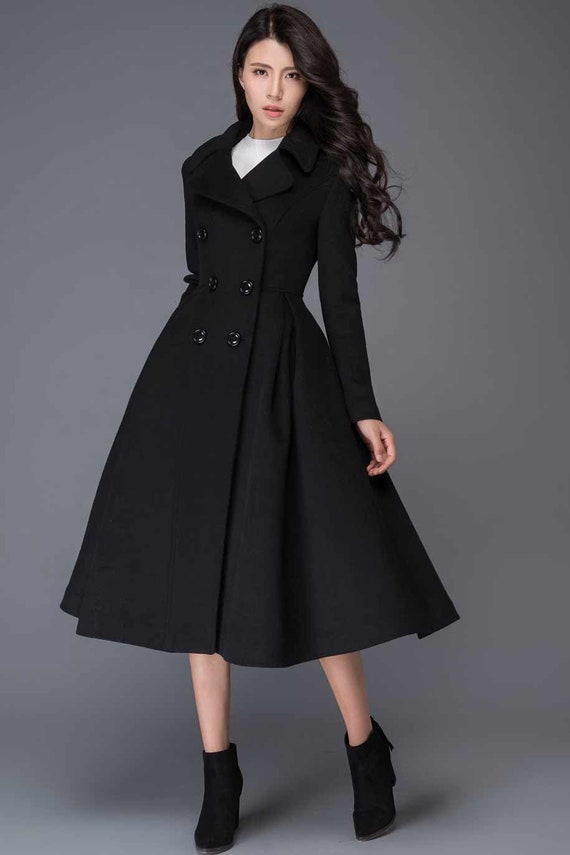 Wool Coat, Black Coat, Swing Coat, Long Coat, Long Coat Dress, Winter Coat  Women, Princess Coat, Fall Coat Women, Coat With Pockets C1019 -  Canada