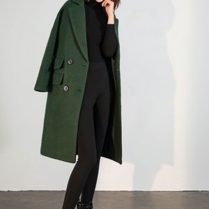 Wool coat, Green Long Wool Coat, Warm Winter Coat Women, Relaxed Fit Coat, Oversized Wool Coat, Wool Jacket, Custom Ylistyle coat C1763 image 6