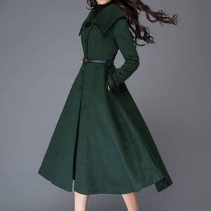 Green Princess wool coat, Wool coat women, long jacket for winter, winter wool coat, Belted Wool maxi coat, Handmade coat C998 image 7