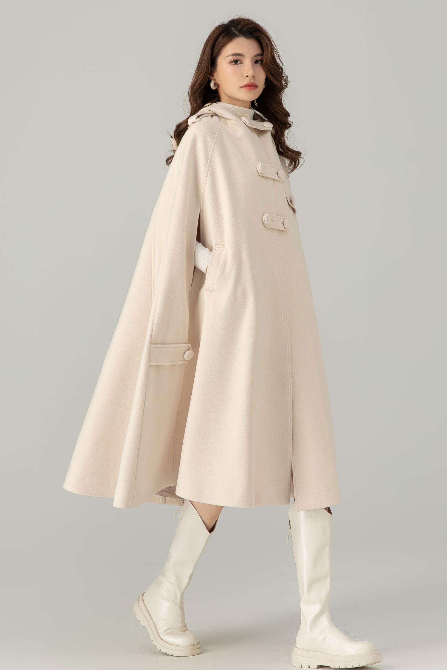 Wool Cape Coat, Hooded Wool Cape Coat, Winter Cape Coat Wool Cape Coat, Hooded Wool Cape Coat, Winter Cape Coat