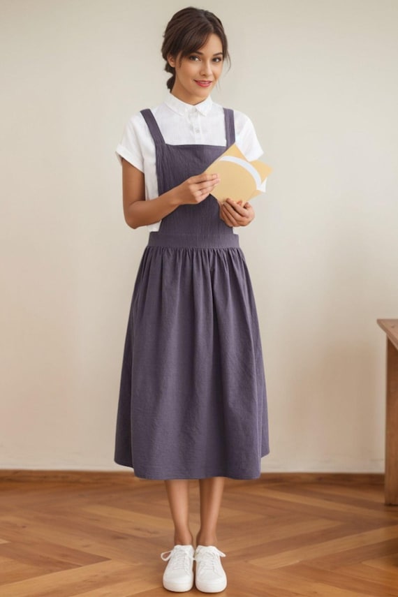 cute apron dress Vintage Pinafore Apron Dress for Women with Pockets Cute Floral Chef Tawny
