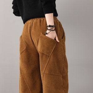 Winter Slacks Corduroy pants, Retro Thicken Corduroy Pants, women Loose Pants, Brown pants, Handmade Pants, Ylistyle C1812 image 8