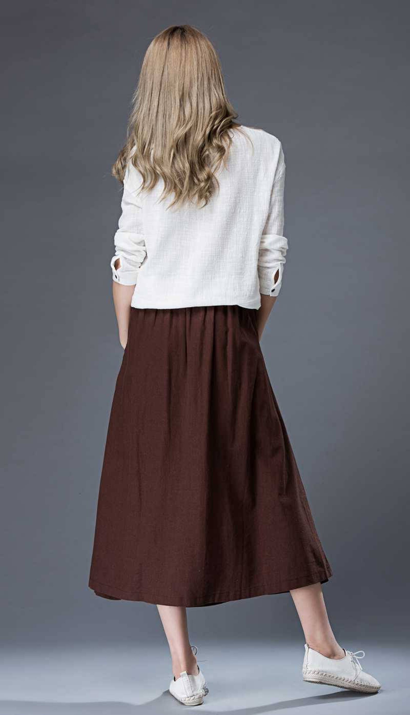Linen Skirt brown linen skirt Maxi skirt womens skirts Tea Etsy
