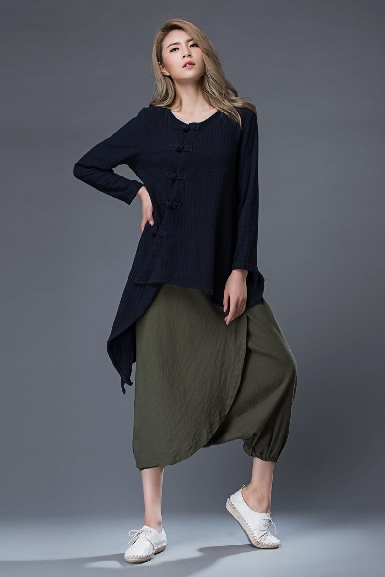 Long sleeve Linen shirt Line shirt women Plus size Linen Etsy