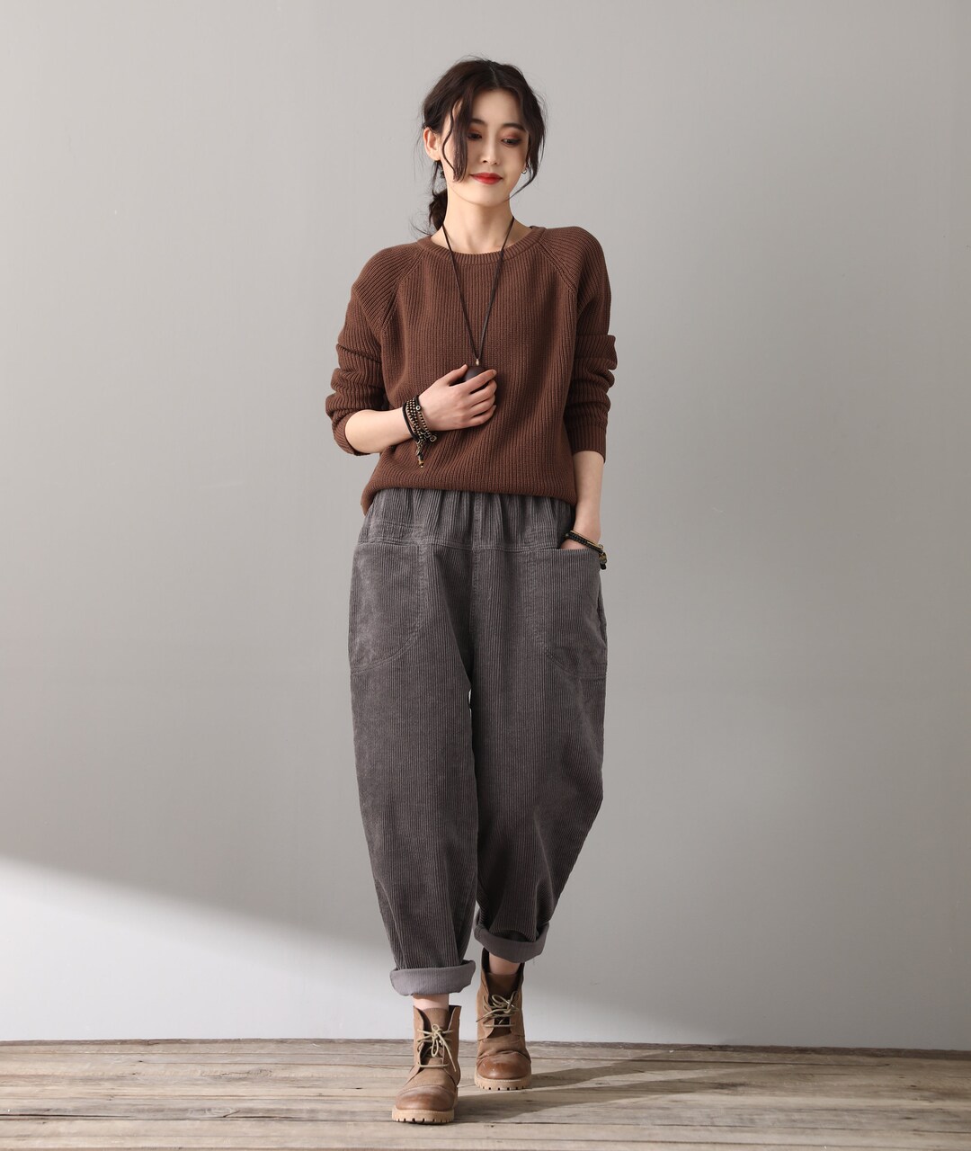 Casual Corduroy Pants Plus Size Pants Loose Fit Harem Pants - Etsy