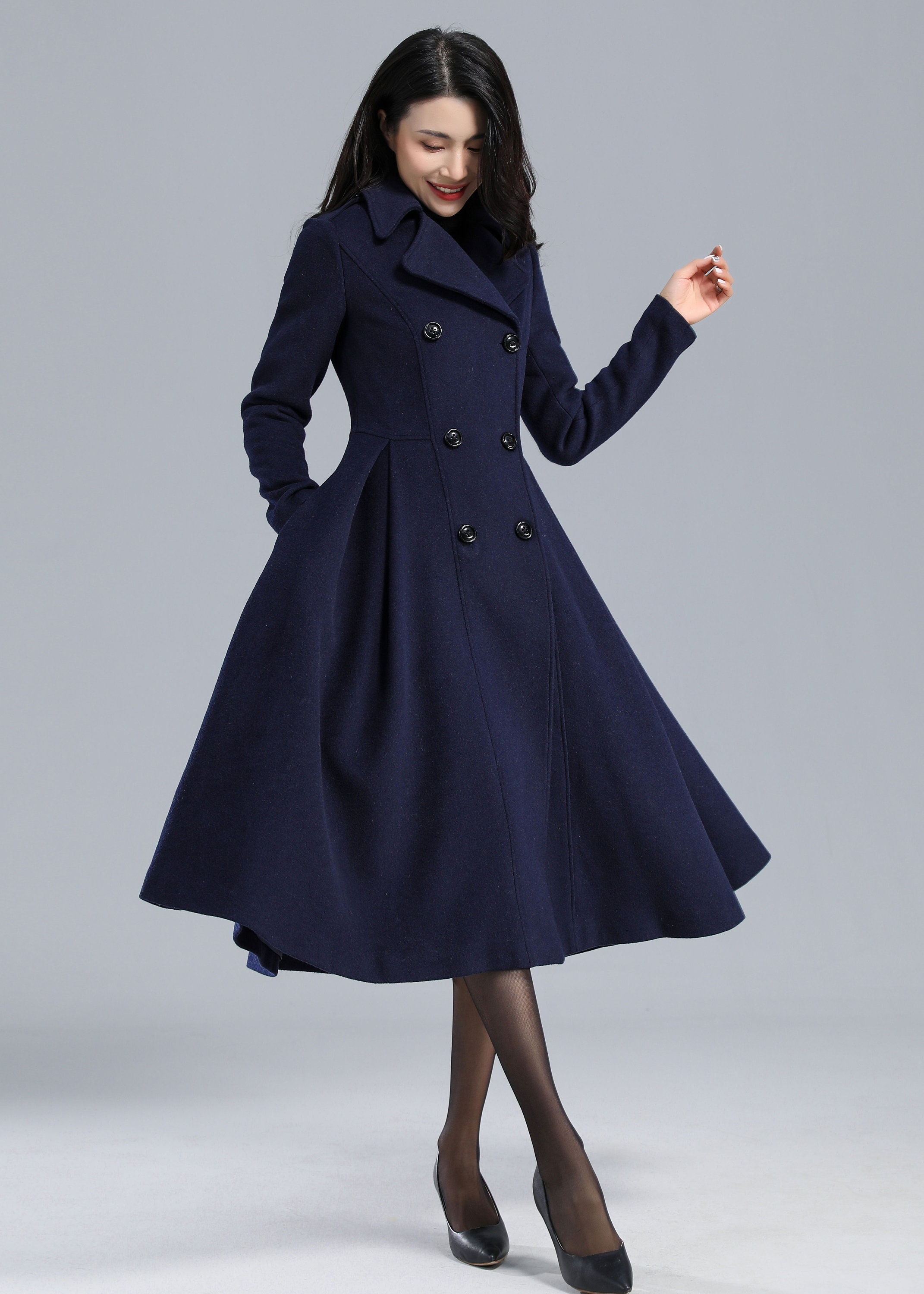 ブループリンセスウールコート、レディース冬コート、レディース