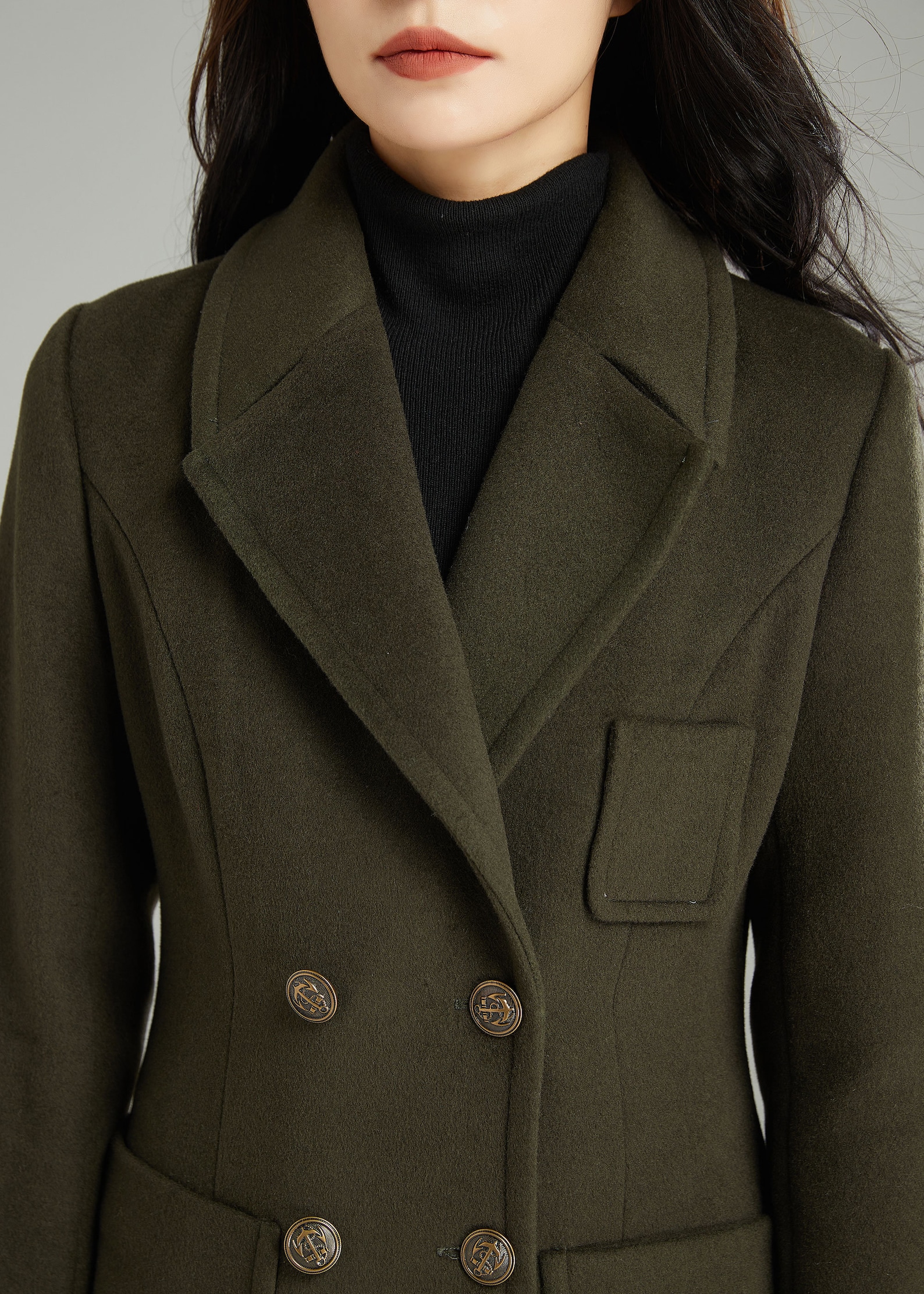 Army Green Long Size Wool Coat for Women Wool Military Coat Etsy