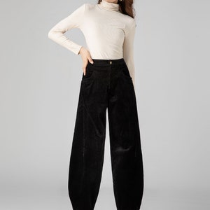 Black Corduroy Pants Women, Tapered Pants, Autumn Pants, Long Pants, Womens Pants, Loose Fitting Pants, Handmade Pants, Made to Order C3592 image 6