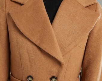 Women's Winter Double Breasted Coat Brown Wool Long Jacket
