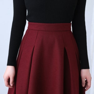 Wool skirt, Red Midi Wool Skirt, A Line wool Skirt, High Waist wool Skirt with Pockets, Womens skirt, Winter wool skirt, Ylistyle C2635 image 10