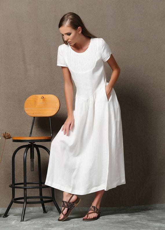 Plus size dress Linen Dress maxi linen white dress woman | Etsy