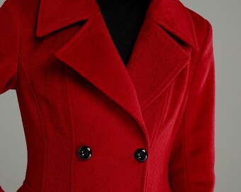 Red Wool Coat, Long Wool Coat, Womens Wool Coat, Winter Wool