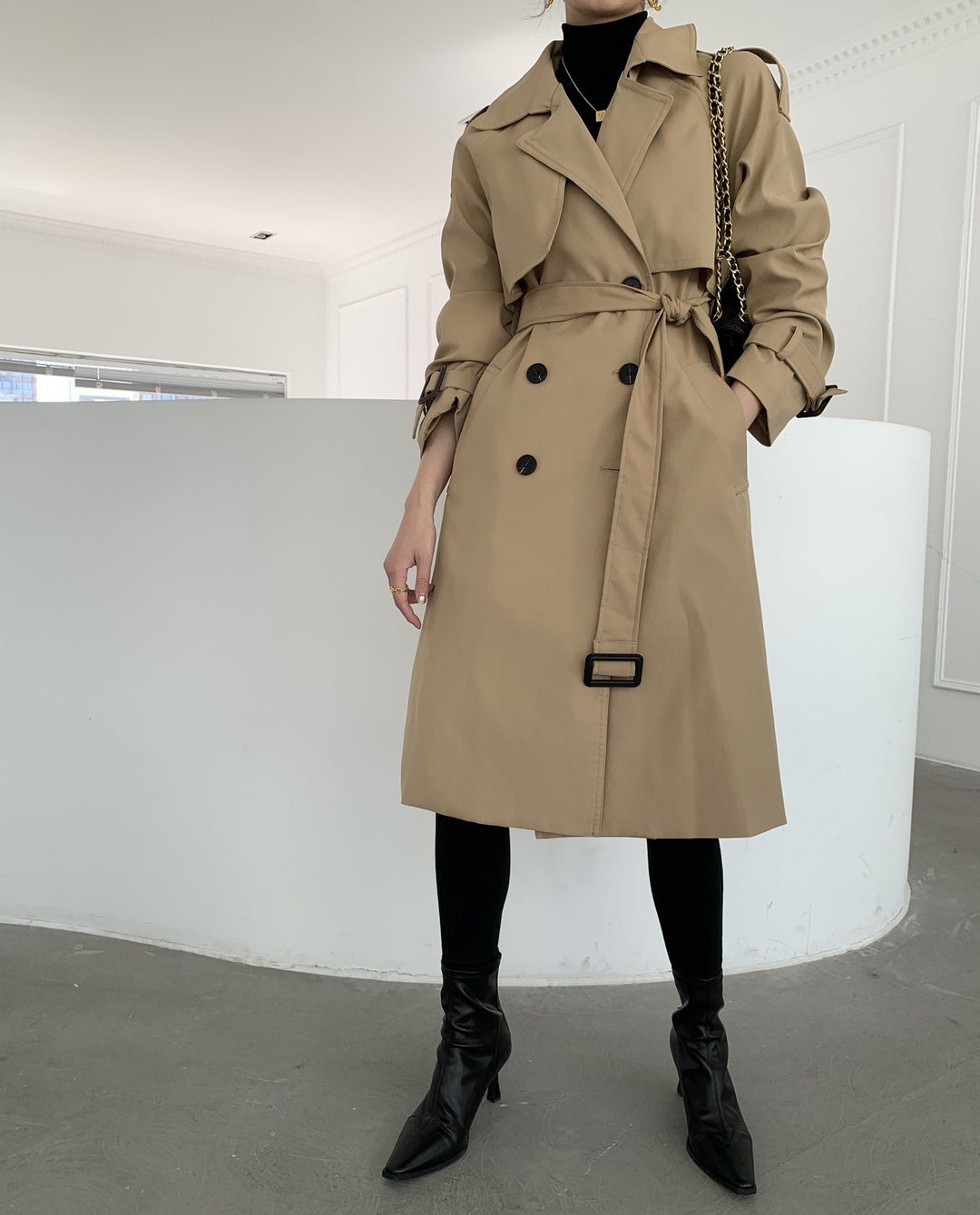 Khaki Trench Coat for Women Relaxed Trench Coat With - Etsy