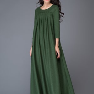 Green Dress Wool Dress Winter Dress Maxi Dress Womens - Etsy