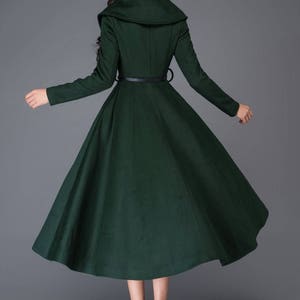 Green Princess wool coat, Wool coat women, long jacket for winter, winter wool coat, Belted Wool maxi coat, Handmade coat C998 image 5