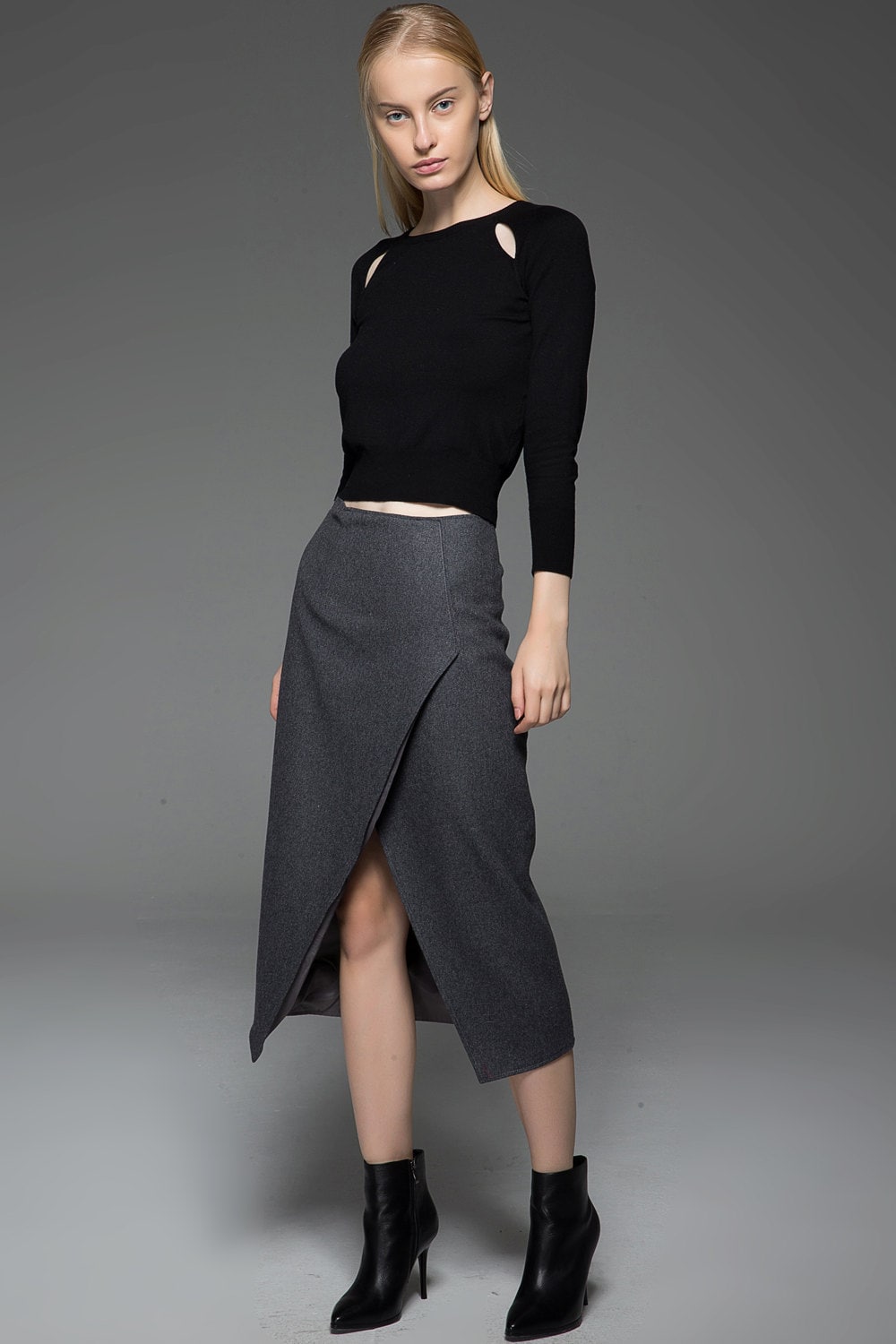 Pencil skirt wool skirt asymmetrical skirt winter skirt | Etsy