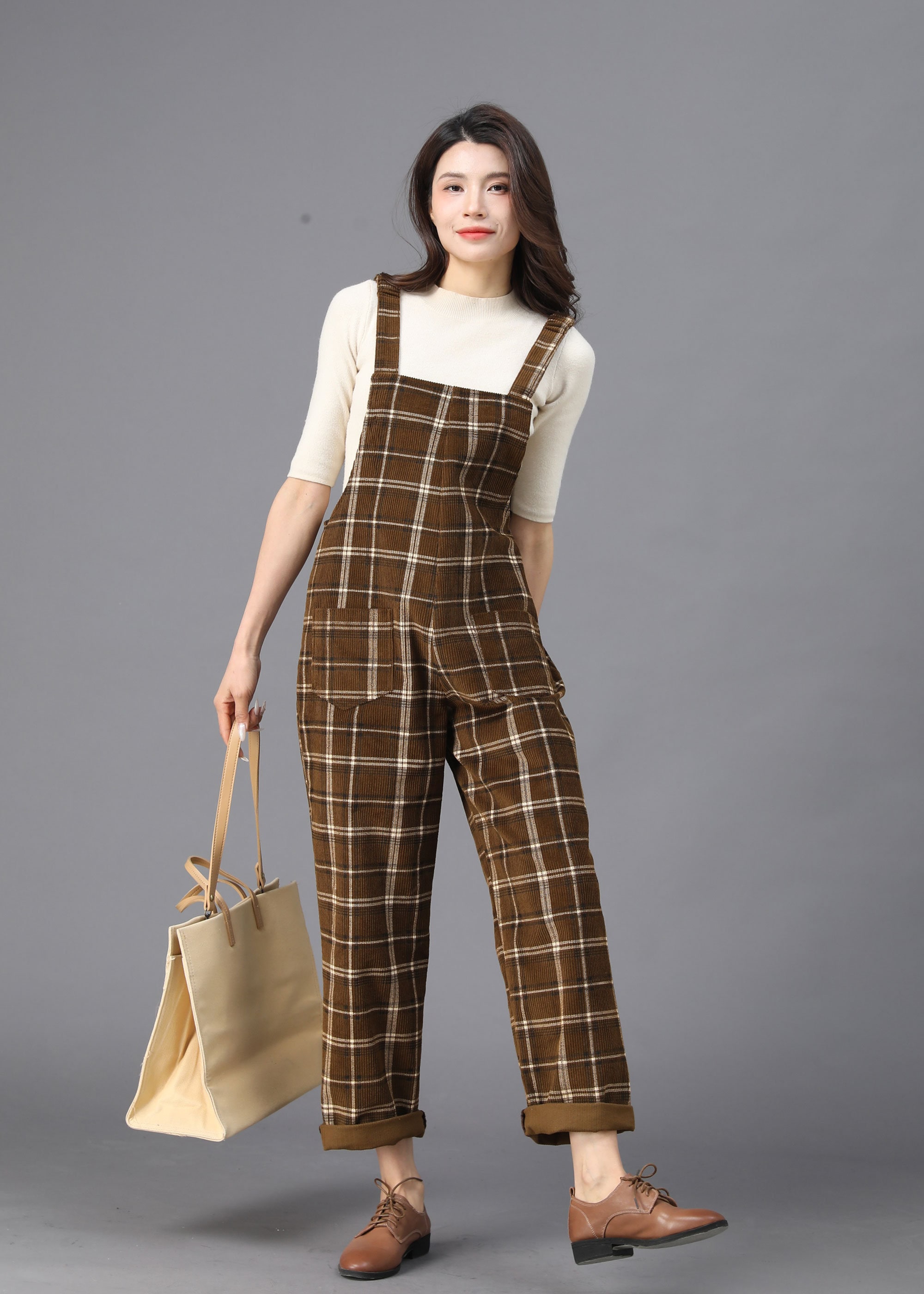 Checkout Corduroy Overalls, Womens Brown Fall Jumpsuits 