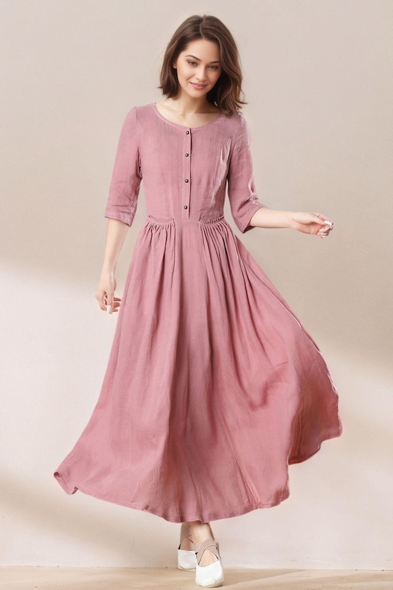 flowy midaxi dress Marseille Smocked Midaxi Dress Blush – Hollyhoque
