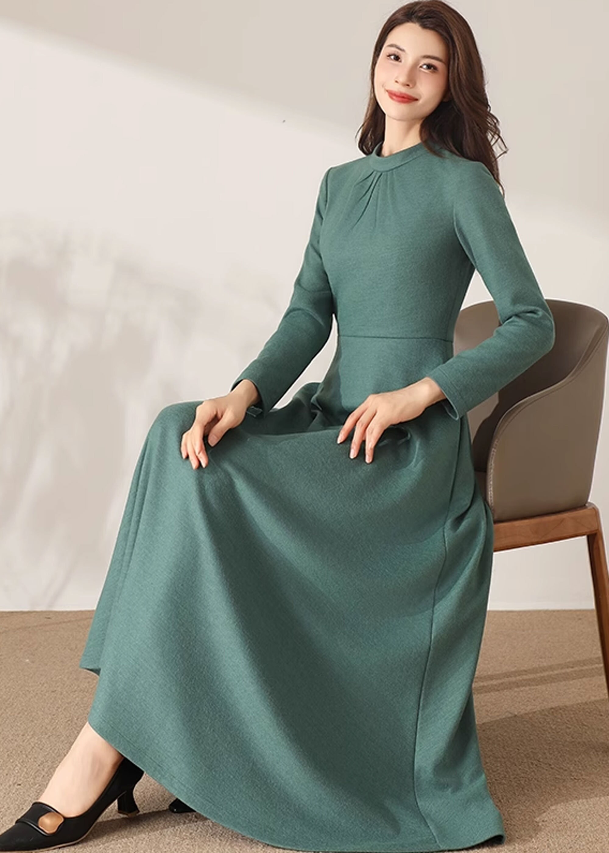 Wool Dress, Midi Wool Dress, Winter Wool Dress, Fit and Wool Dress, Midi Wool Dress, Winter Wool Dress, Fit and