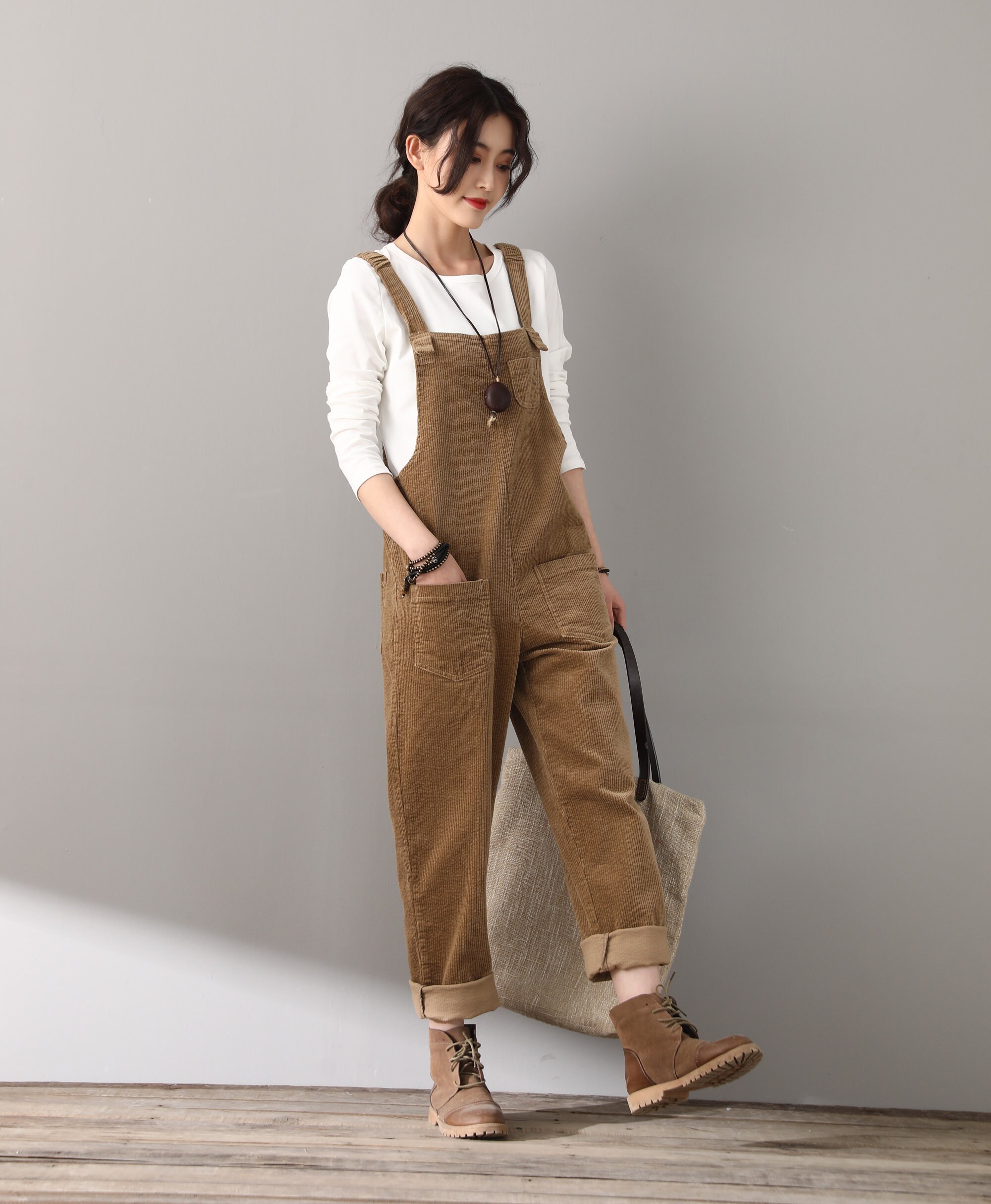 Winter Fall Wide Leg Cotton Big Size Overalls For Womens Etsy