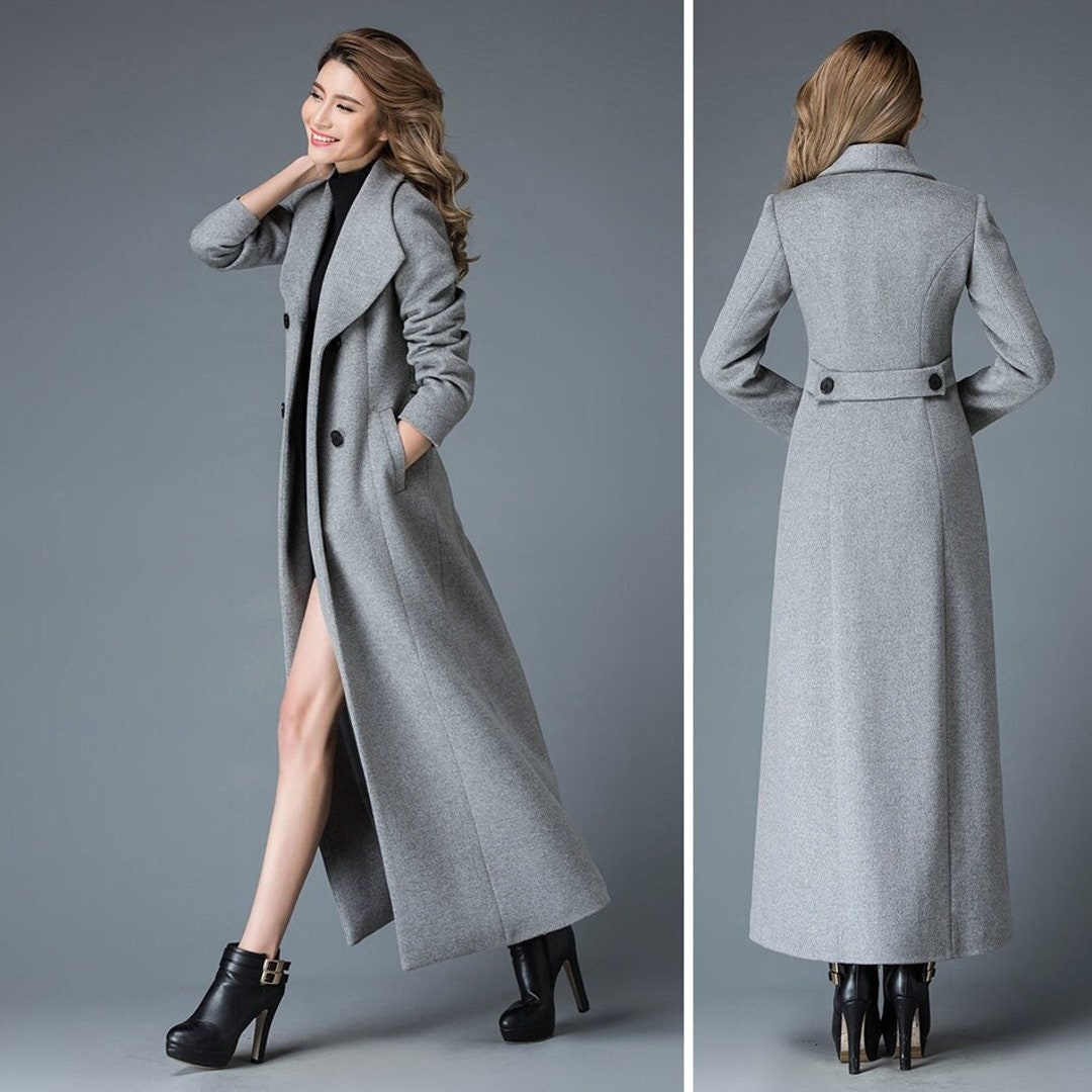 Long Wool Coat Women, Gray Wool Trench Coat, Double Breasted Wool Maxi  Coat, Winter Coat Women, Autumn Winter Outerwear, Ylistyle C1766 