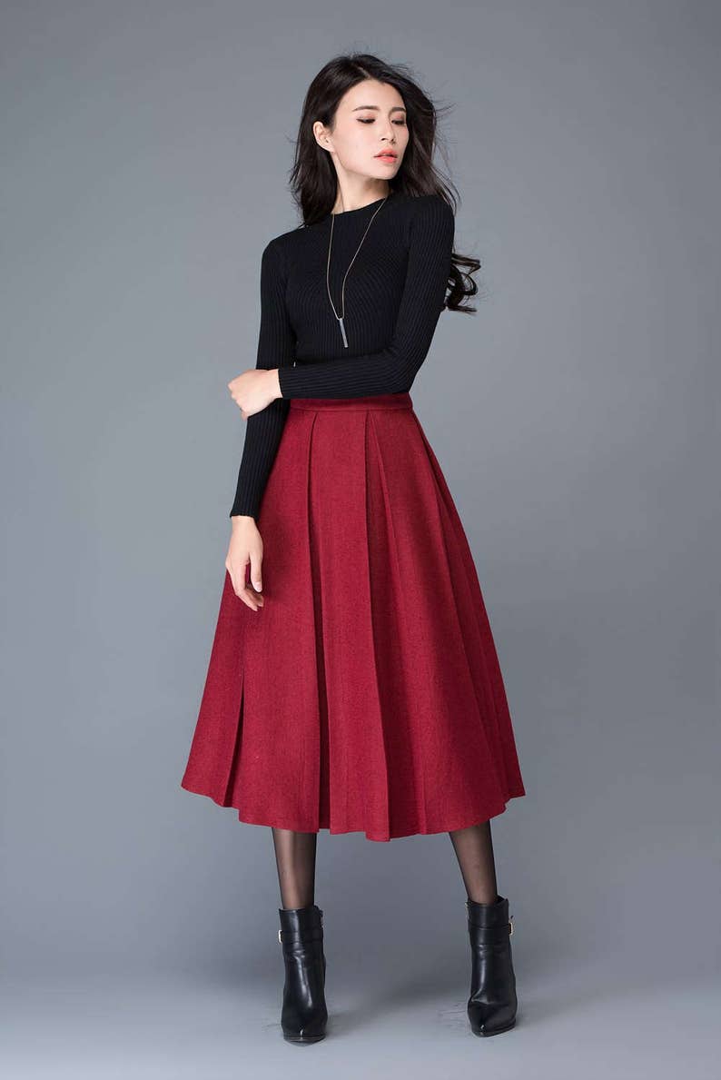 Wool and lace Midi Skirt