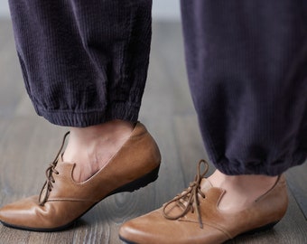 Pantaloni in velluto a coste da donna, pantaloni larghi autunno