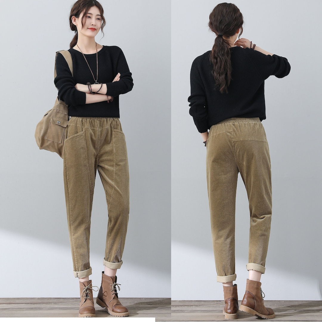 Casual Corduroy Pants, Women Corduroy Pants, Autumn Long Corduroy Pants ...