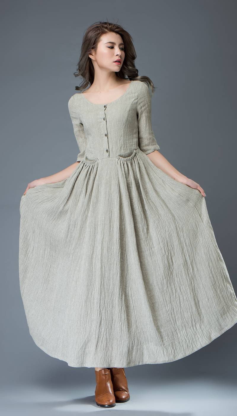 Long linen dress Linen Dress womens linen dress summer Etsy